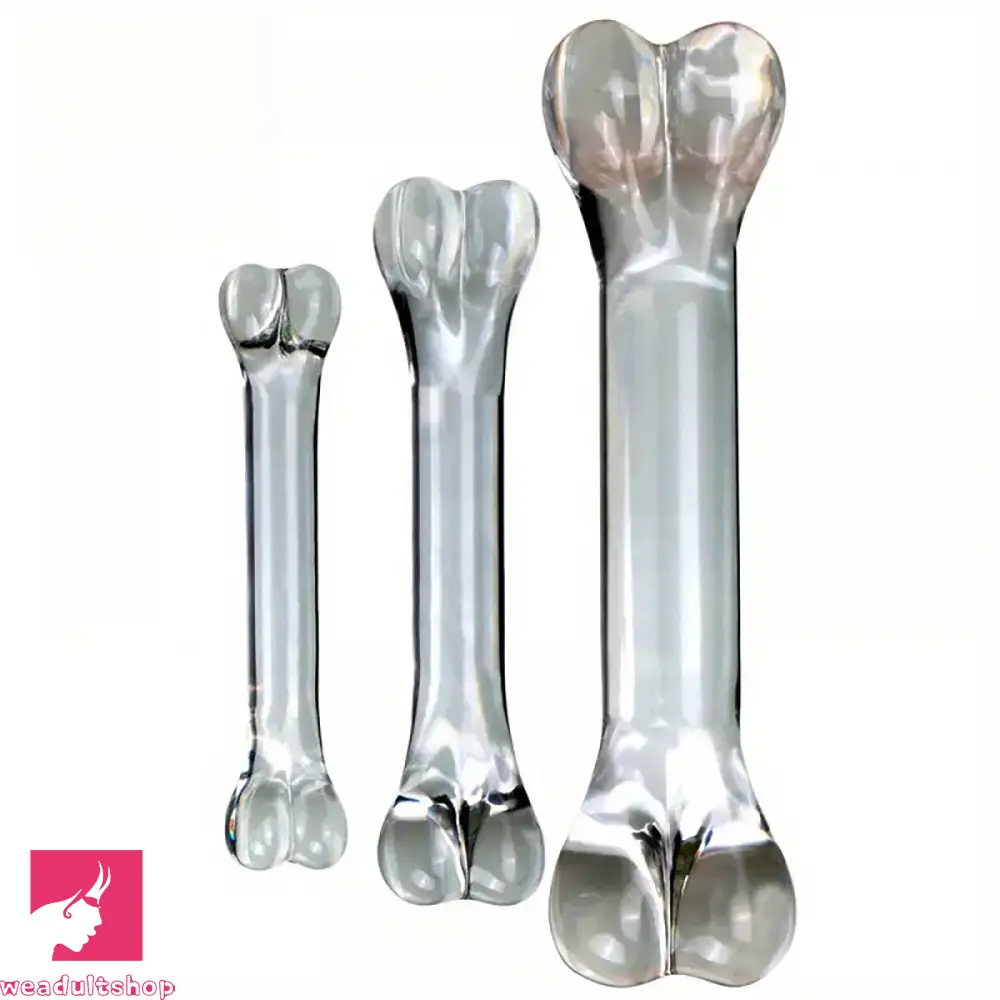 4.92in 6.69in Double-Headed Clear Transparent Glass Plug Dildo