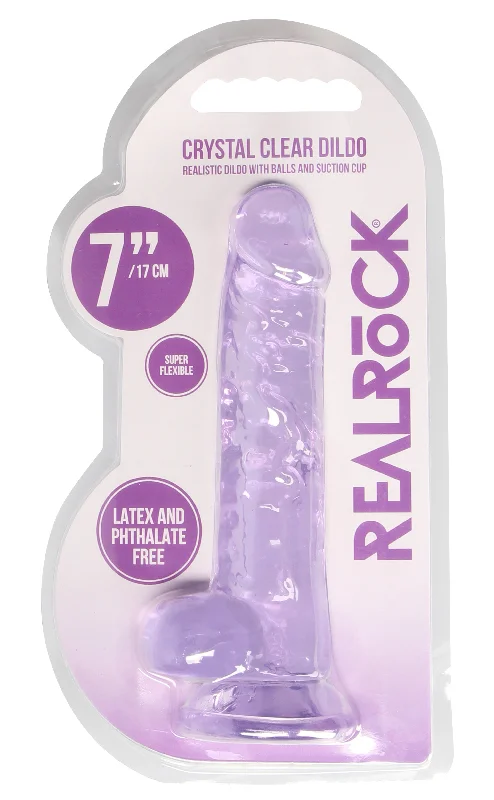 7 Inch Realistic Dildo With Balls - Purple