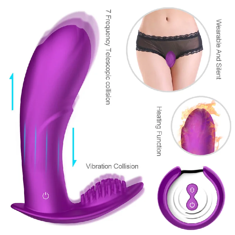 7 Kinds Telescopic Vibration Intelligent Heating Vibrator Wearable Sex Toy