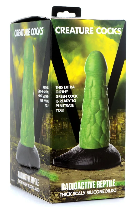 Cc - Radioactive Reptile Thick Scaly Silicone  Dildo - Green