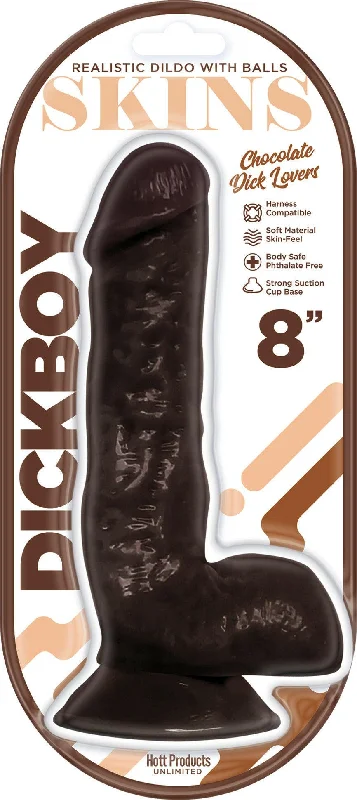 Dickboy - Skins - Dildo With Balls - 8 Inch -   Chocolate Dick Lover