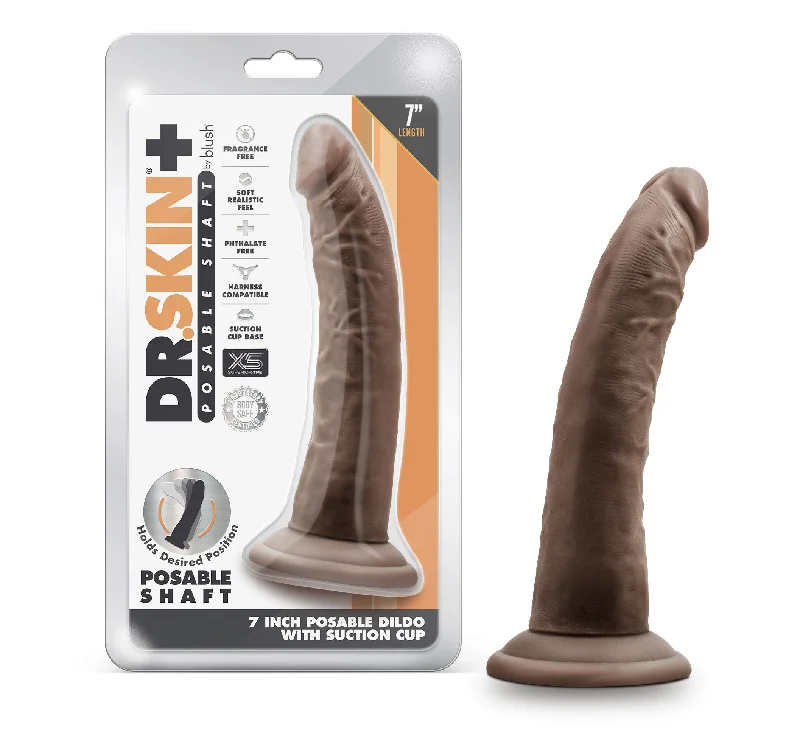 Dr. Skin Plus - 7 Inch Posable Dildo - Chocolate