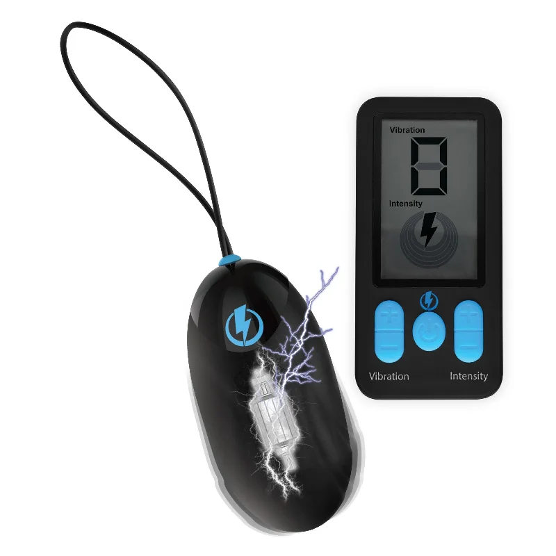 E-Stim Pro Silicone Vibrating Egg With Remote  Control - Black