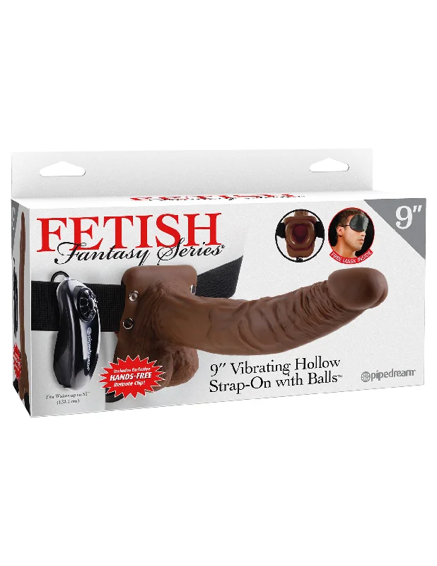 Fetish Fantasy Series 9-Inch Vibrating Hollow Strap-on With Balls - Brown