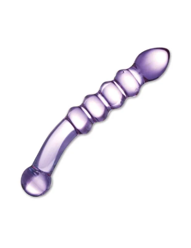 Glas Purple Rain Ribbed Glass Dildo