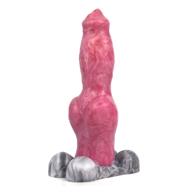 YC2084 Realistic Dog & Wolf Penis Shaped Liquid Silicone Animal Dildo 9 inch with 4 Balls