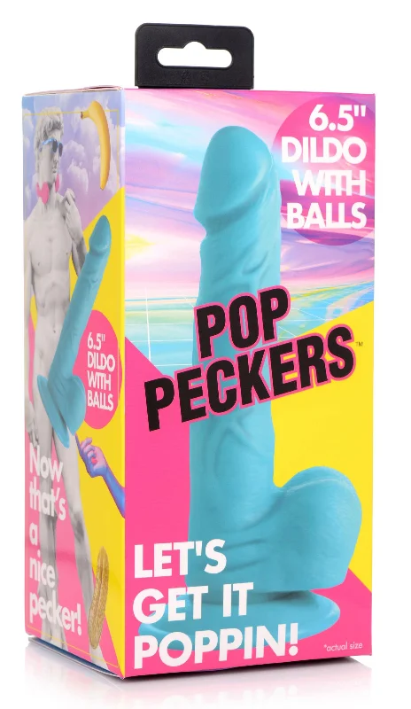 Pop Pecker 6.5 Inch Dildo With Balls - Blue