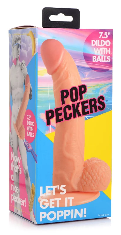 Pop Pecker 7.5 Inch Dildo With Balls - Light