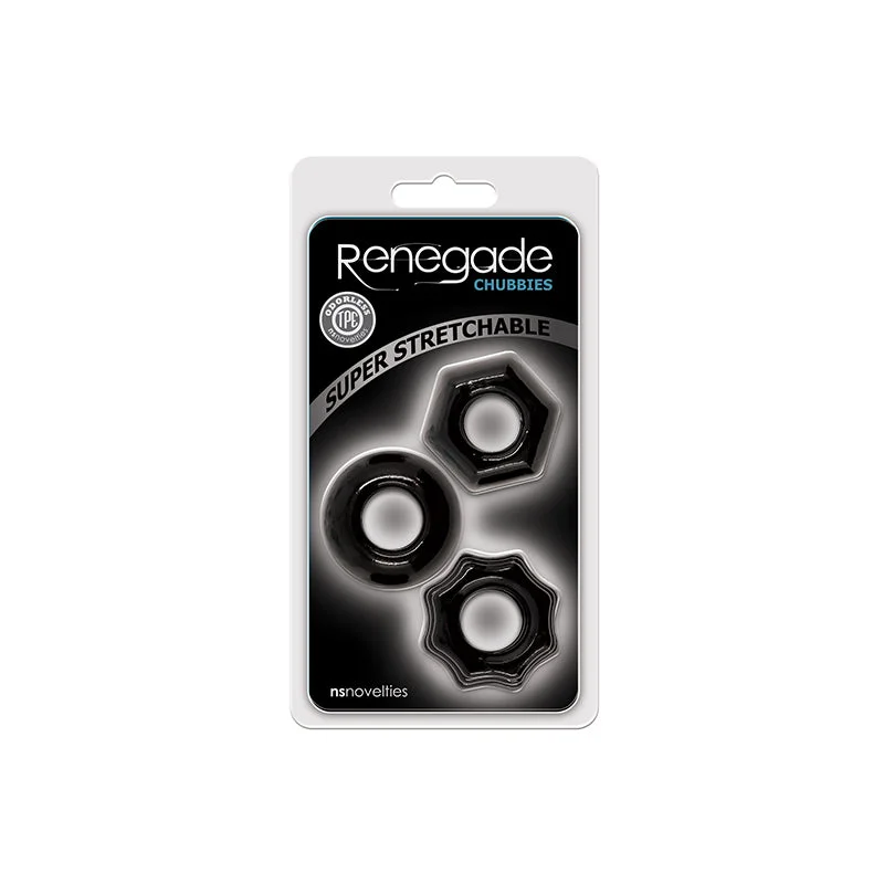 Renegade Chubbies Cock Rings 3-Pack Black