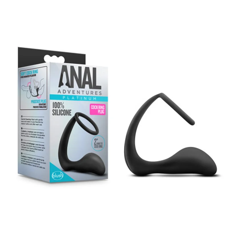 Blush Anal Adventures Platinum Silicone Cock Ring Plug Black