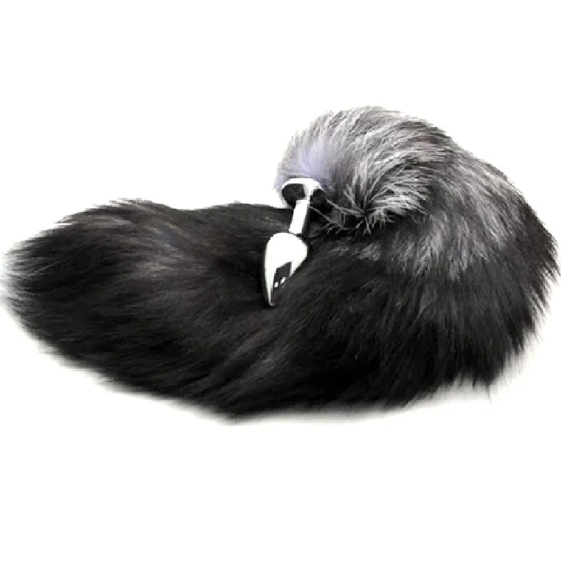 Foxy Gray Ash Fox Tail 17" Long Plug