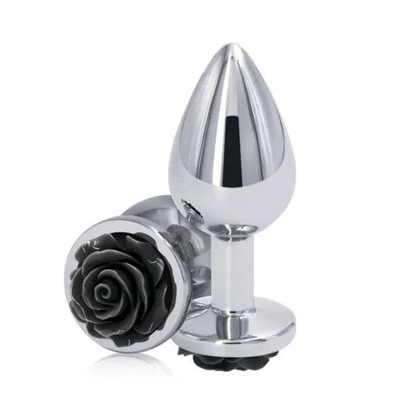 Rear Assets Black Rose Metal Anal Plug - Medium