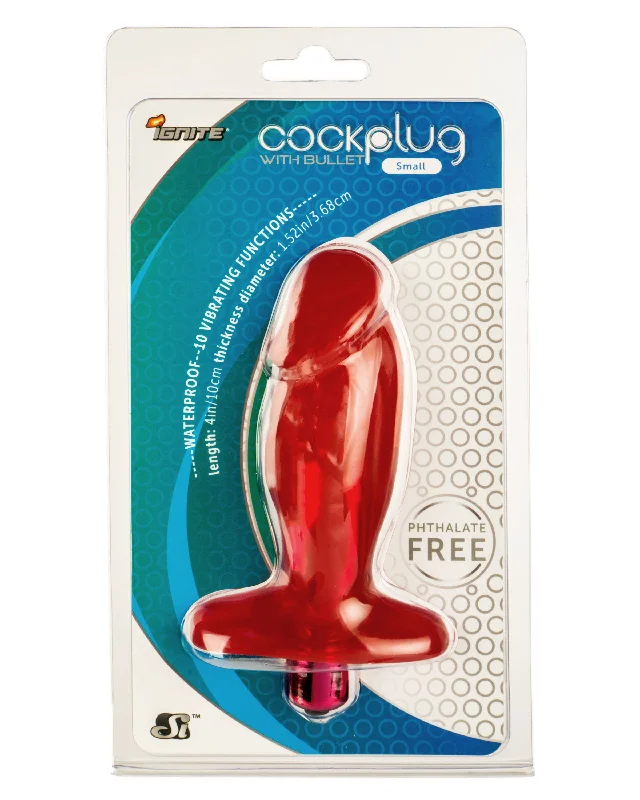 Si-40242 SMALL COCK PLUG W/VIBRATION-RED