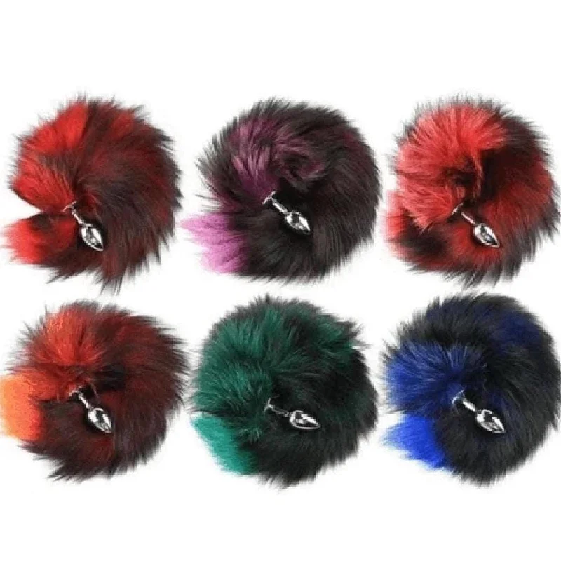 Super Fluffy and Colorful Fox Tail 22" Long Plug