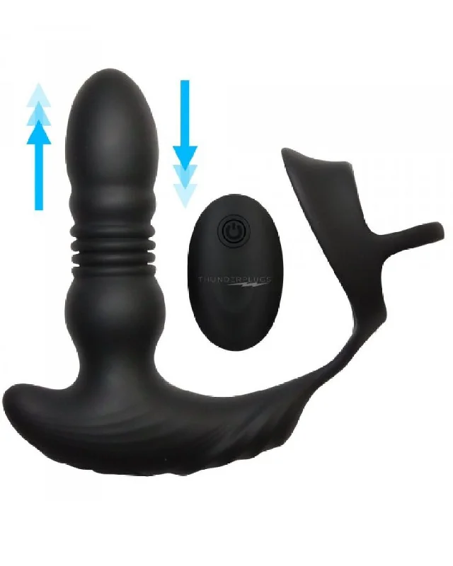 Thunder Plugs Thrusting Silicone Anal Vibrator w/ Cock & Ball Strap