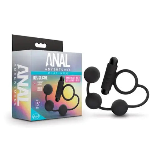 Blush Anal Adventures Platinum Silicone Anal Beads with Vibrating Cock Ring