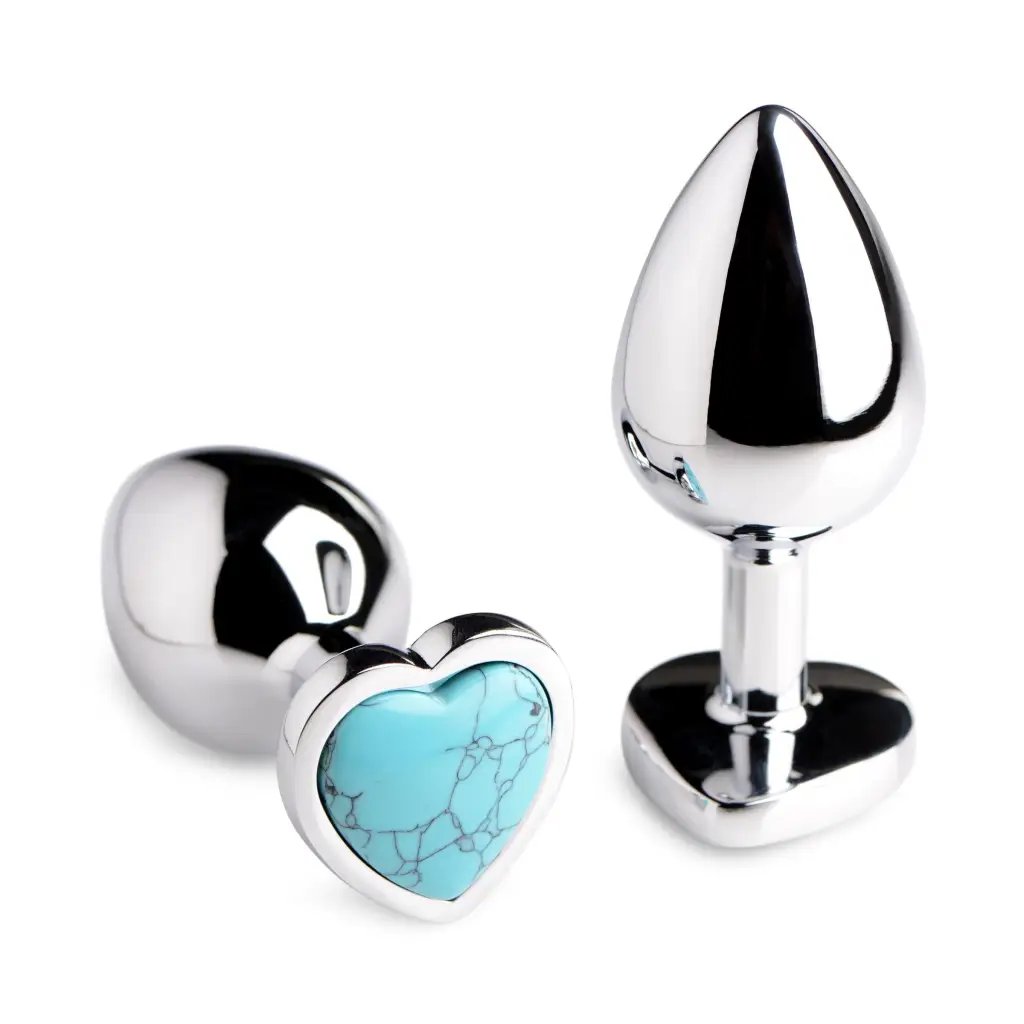 Booty Sparks Authentic Turquoise Gemstone Heart Anal Plug