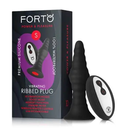 Forto Vibrating Ribbed Plug Rechargeable Remote-Controlled Silicone Anal Plug