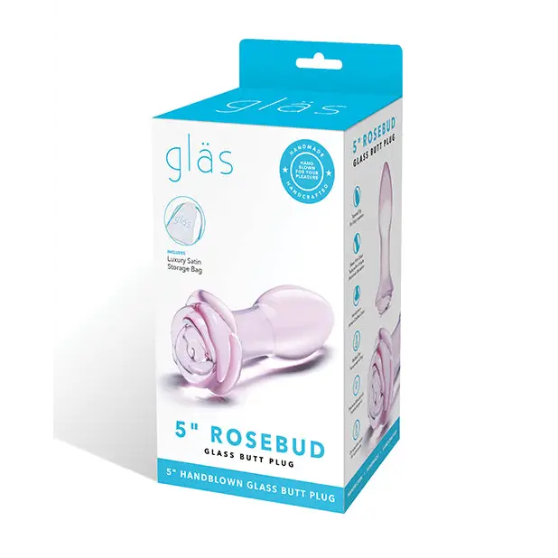 Glas 5 in. Rosebud Glass Butt Plug