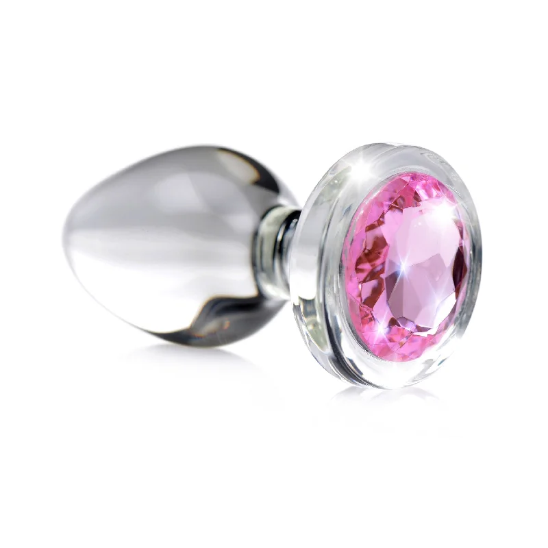 Pink Gem Glass Anal Plug - Medium