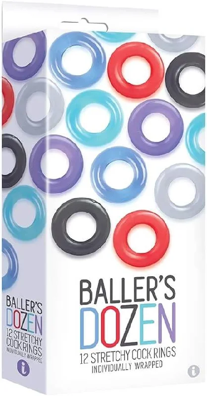 The Nines Baller's Dozen: 12 Stretchy TPR Cock Rings Set - Boost Your Performance in Style!