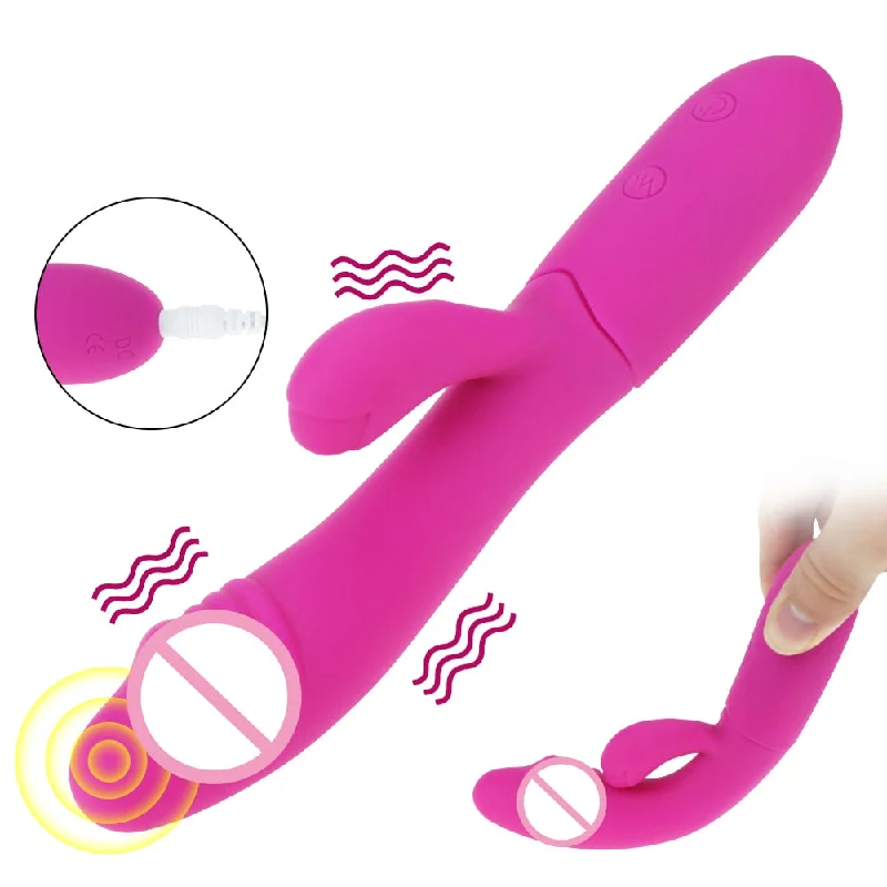 Dual Vibration Silicone G Spot Rabbit Vibrator Toy For Women