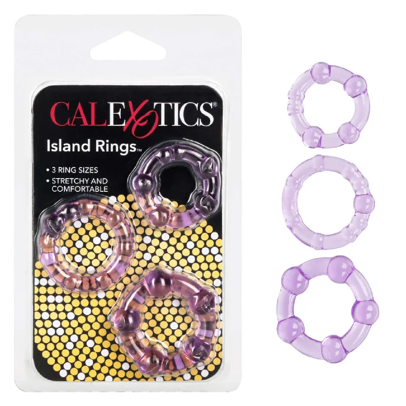 Island Rings Purple Set - Trio of Stretchy Cock Rings by California Exotic Novelties