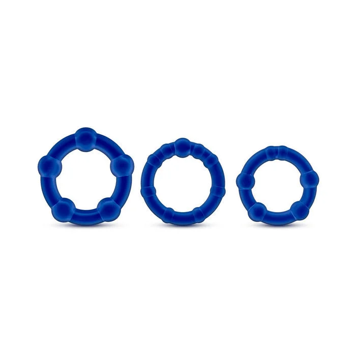 Stay Hard Beaded Cock Rings (3 Sizes) - Blue