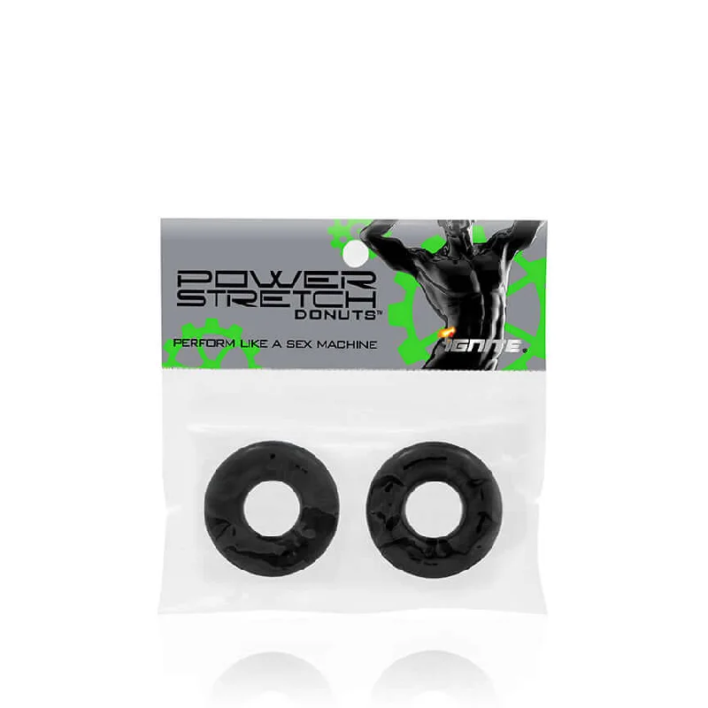 Si Novelties Ignite Power Stretch Donuts 2 Pack - Black | Cock Rings