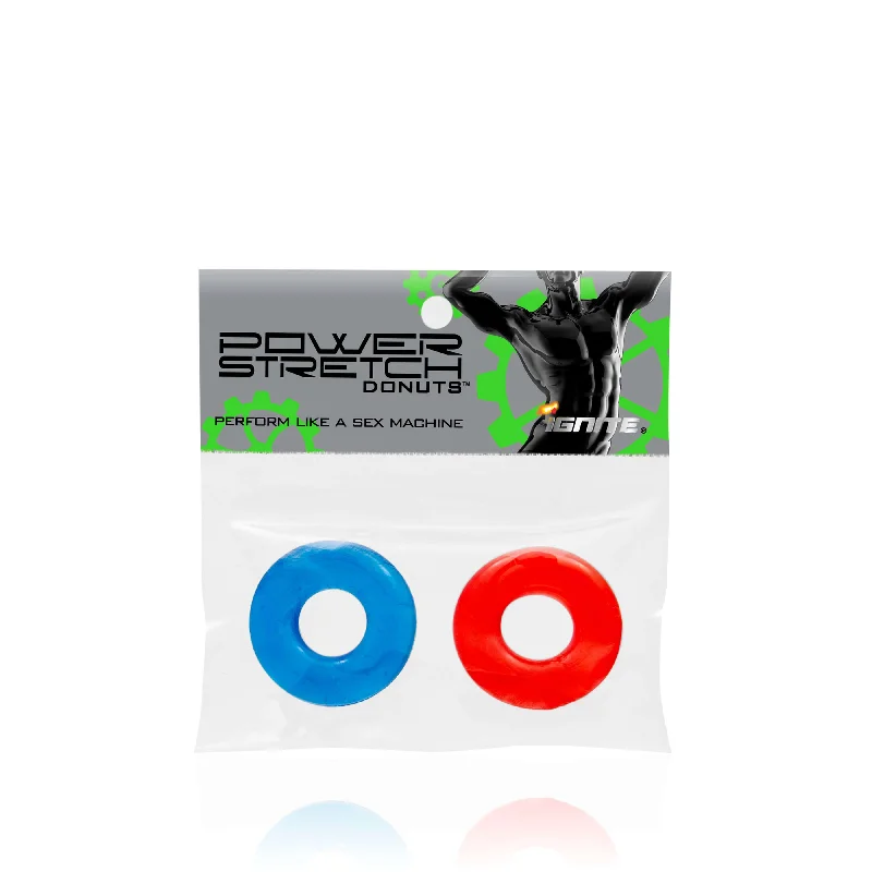 Power Stretch Donuts 2-Pack Red/Blue – Stretchy Cock Rings for Enhanced Performance