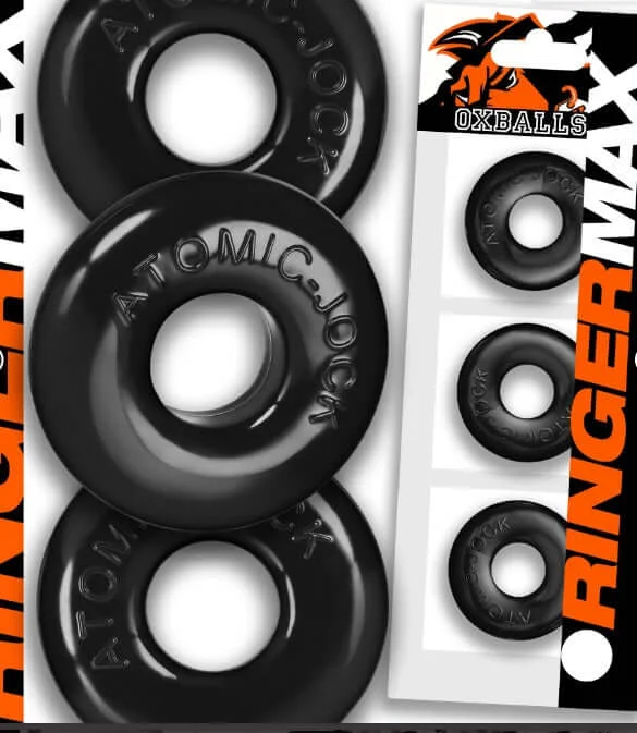 Oxballs Ringer Max 3-Pack Cockrings - Black - Thicker & Stronger Stretchy Rings