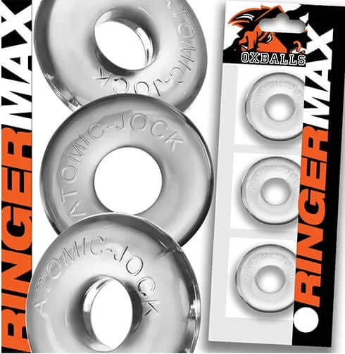 Ringer Max 3pk Clear C-Rings by Oxballs - Durable and Stretchy Cock Rings