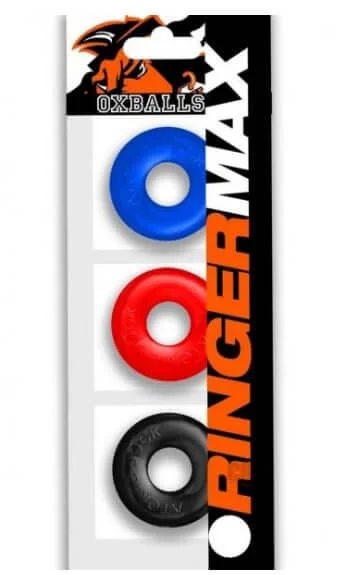 Oxballs Ringer Max 3 Pack Cockrings - Multi Color - Thicker, Stronger, Super-Stretchy