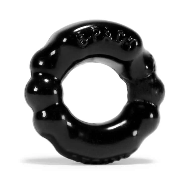 Experience Intense Sensations with the 6 Pack Cock Ring Black from Oxballs