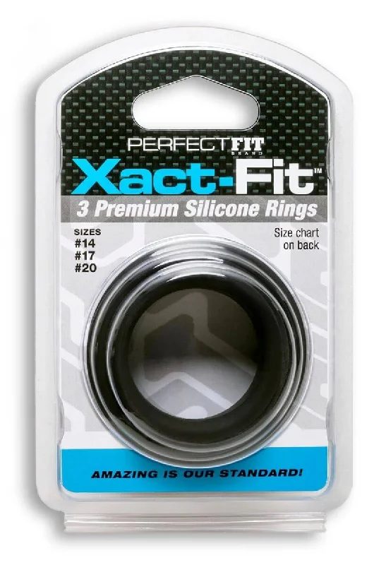 Perfect Fit Brand Xact-Fit Silicone Rings number 14, 17, and 20 Black